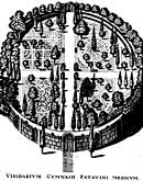Veduta dell'Orto botanico (da J.F. Tomasini, Gymnasium patavinum, Udine, 1654")